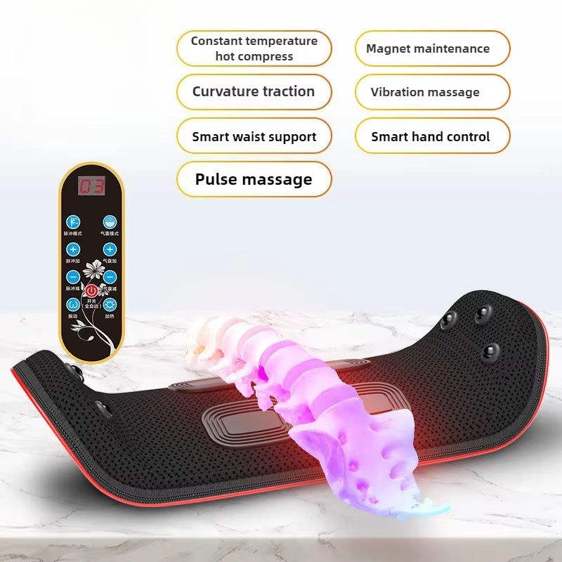 Hot Selling 30 Speed Lumbar Massage Device Hot Compress Vibration Relax Muscle Relief Pain Lower Back Neck Waist Massager